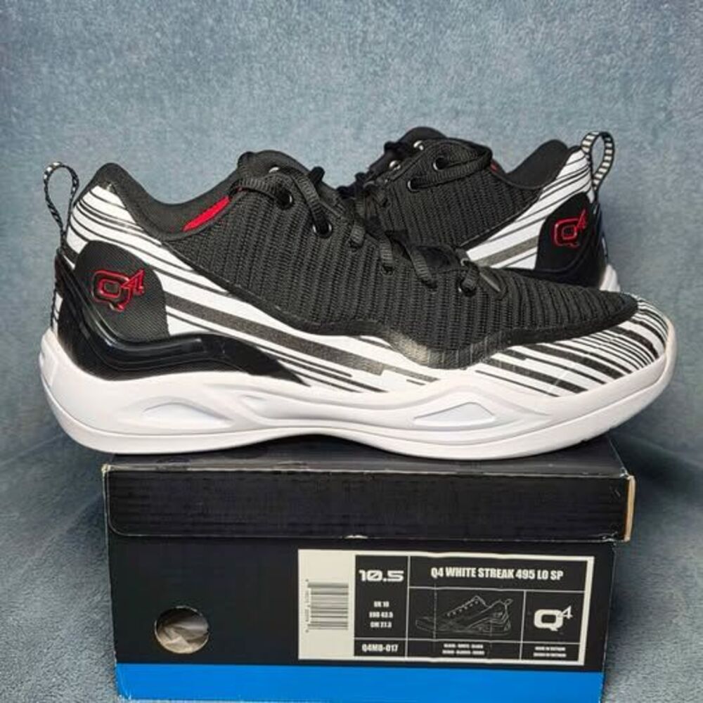 Q4 White Streak 495 LO SP Black/White Basketball Shoes Mens Size 10.5